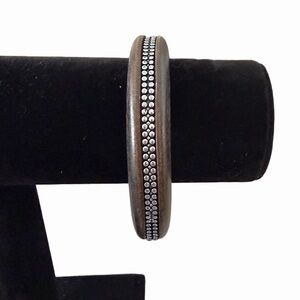 Wood Bangle Bracelet with Silver Accent Inlay